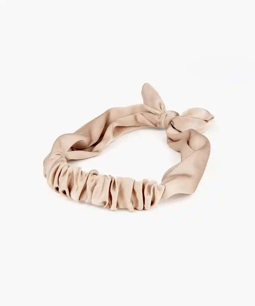 Cintillo Banda Elástica Lazo Beige