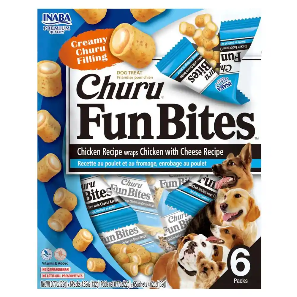 Inaba - Churu Fun Bites Perros - Receta De Pollo Con Queso 22gr X 6