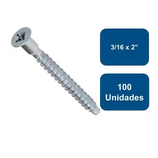 Tornillo Soberbio Zincado 3/16 X 2" 100un.