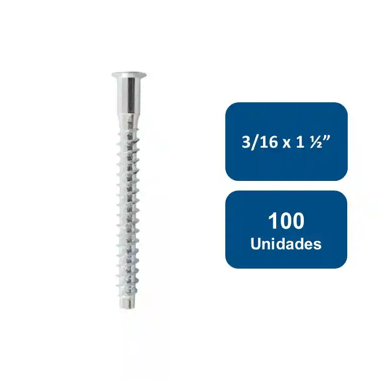 Tornillo Soberbio Zincado 3/16 X 1.1/2" 100un.