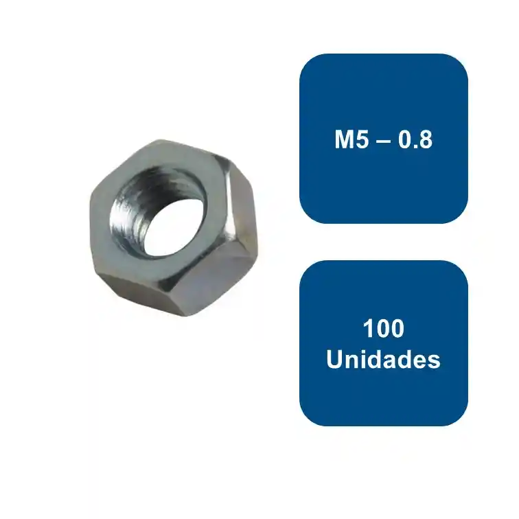 Tuerca Metrica Zincada Seguro Nylon M5-0.8 100un.