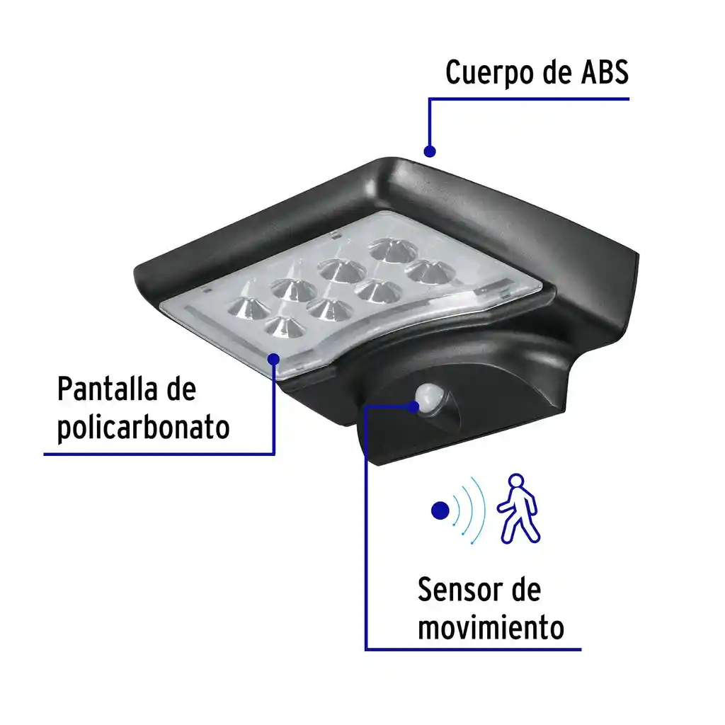 Foco Solar Led Con Sensor De Movimiento 4w
