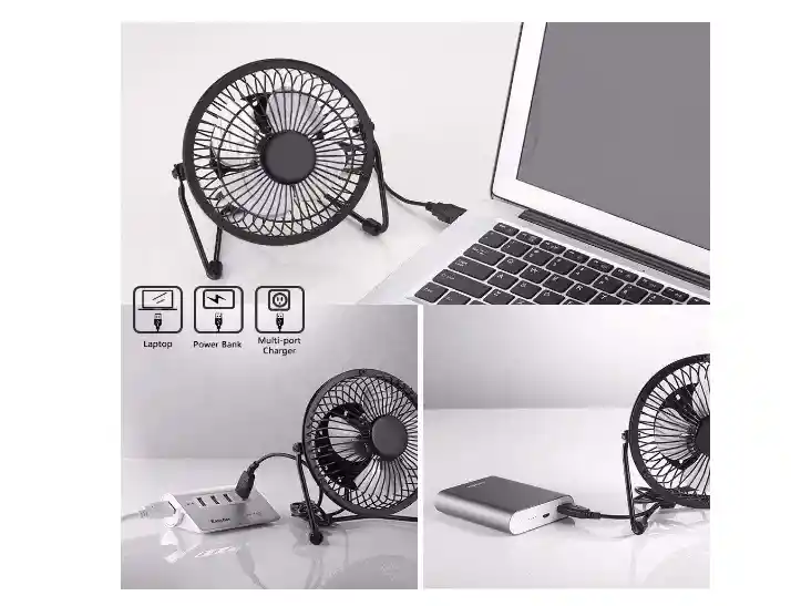 Ventilador Mini Fan Para Escritorio Usb Negro