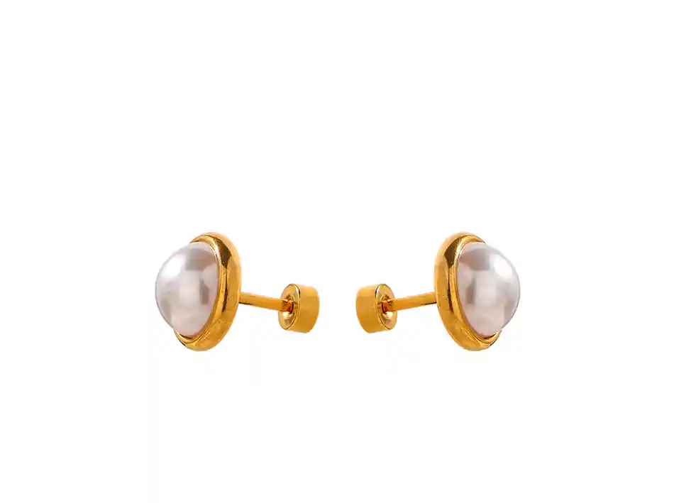 Aros De Acero Quirurgicos 316l Con Baño De Oro 18kt