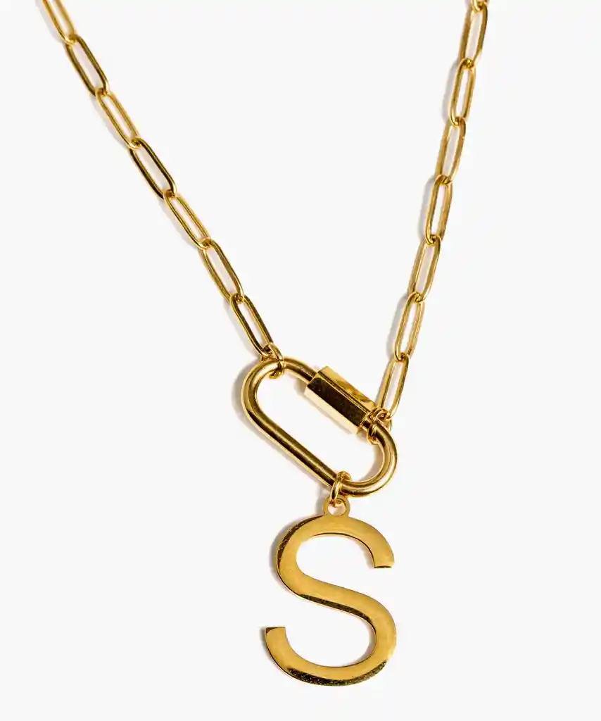 Collar Broche Letra S Dorado