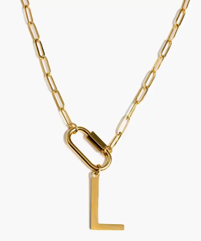 Collar Broche Letra L Dorado