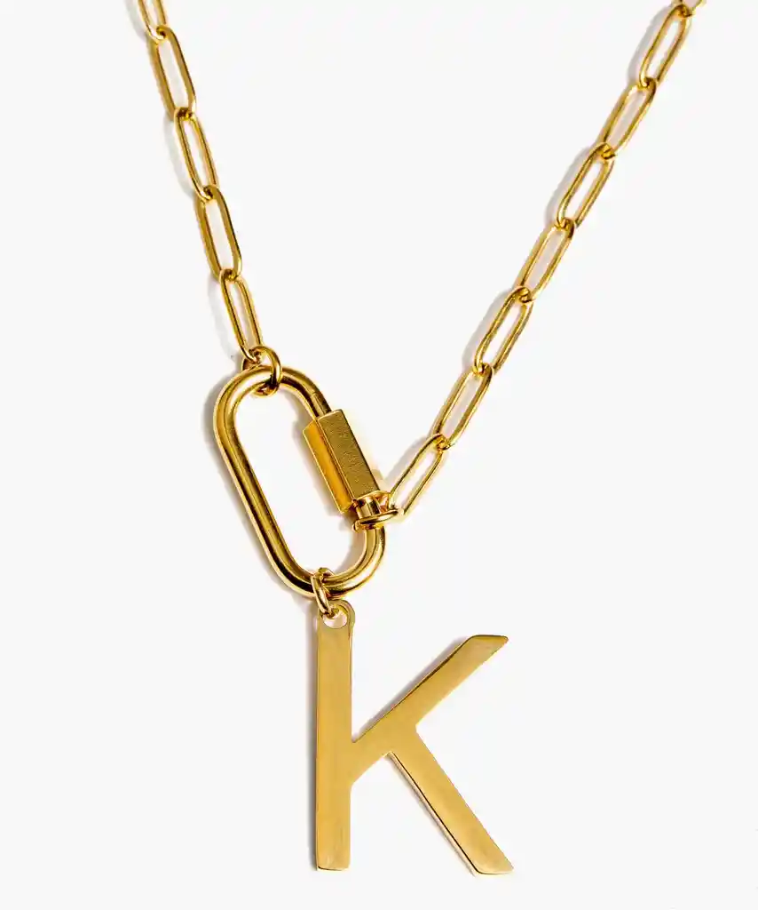 Collar Broche Letra K Dorado