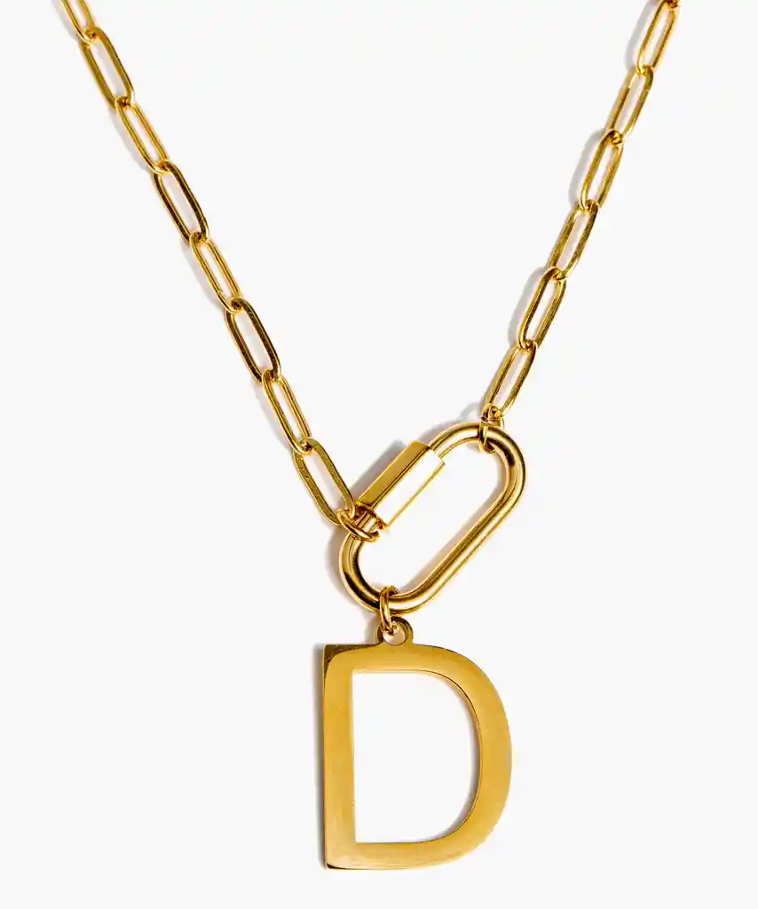 Collar Broche Letra D Dorado