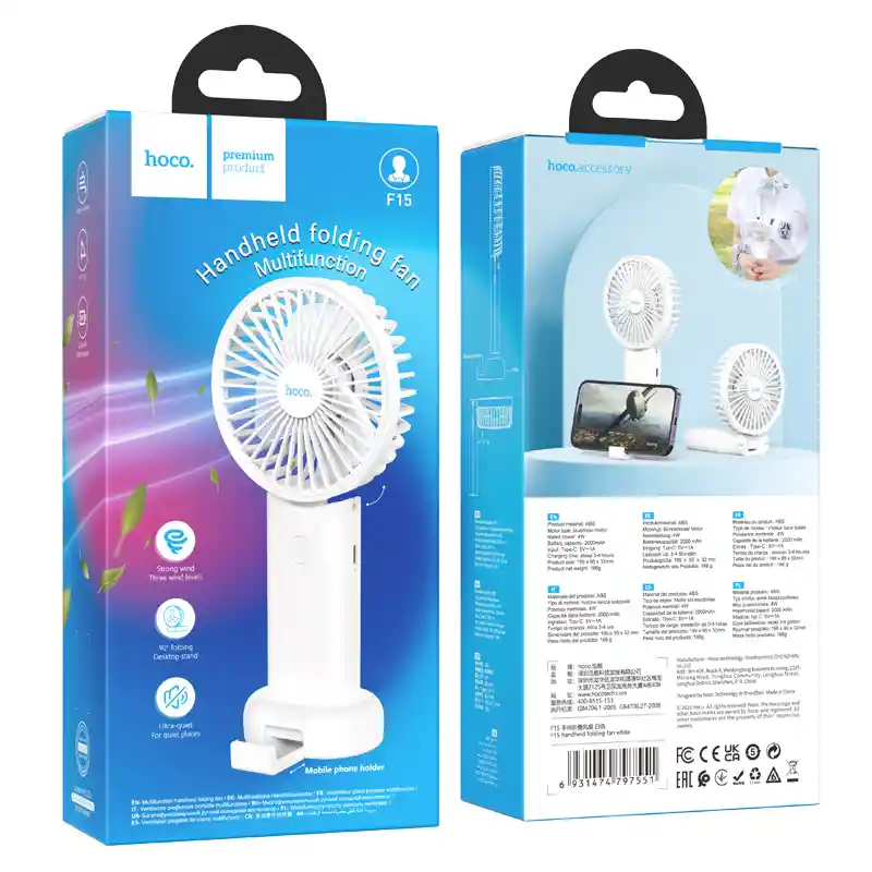 Ventilador Portatil Recargable Hoco F15