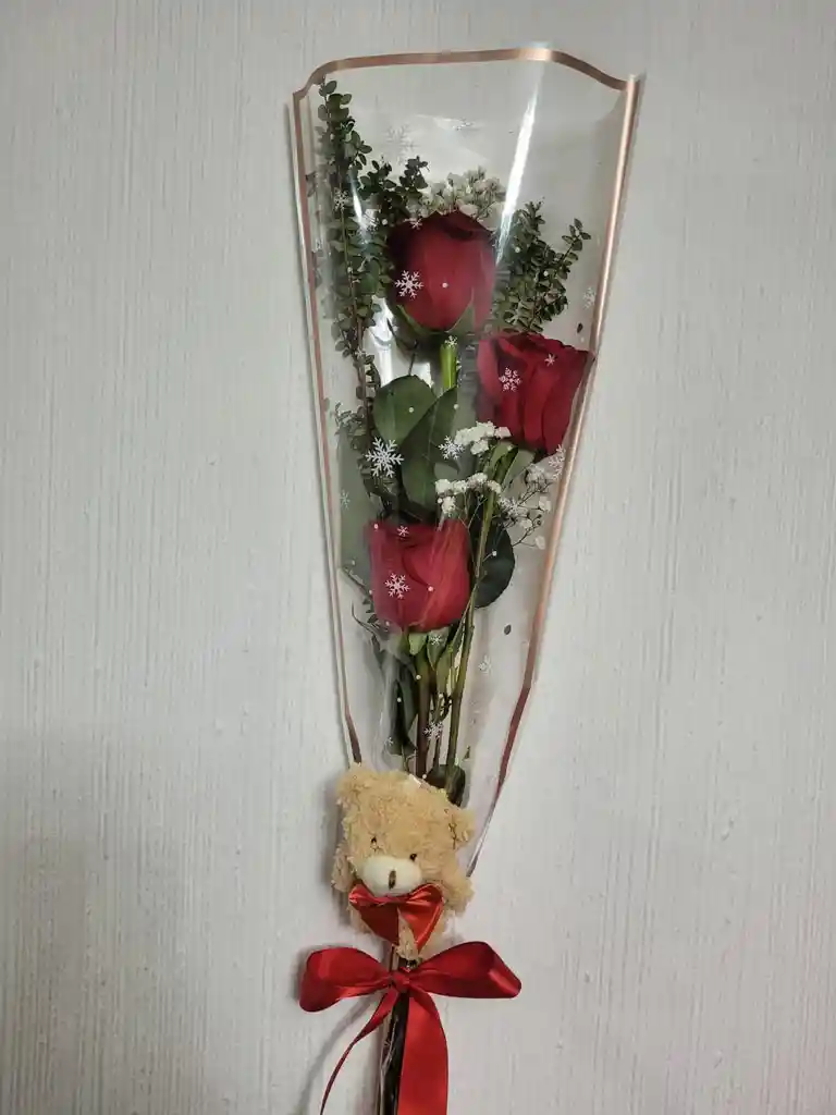 Ramo De 3 Rosas Con Peluche