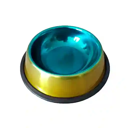 Tazón Plato Comedero Bebedero Mascota Talla M 22 Cm (amarillo Con Verde)