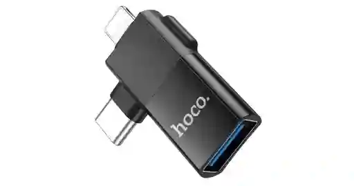 Adaptador Hoco Ua17 Lightning Macho / Type-c Macho A Usb Hembra Negro