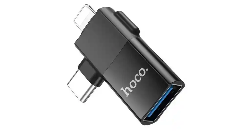 Adaptador Hoco Ua17 Lightning Macho / Type-c Macho A Usb Hembra Negro