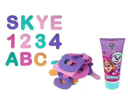 Set Juego Baño Del Abc Y 123 Incluye 1 Shampoo 100ml Y 36 Piezas (letras Y Números) Paw Patrol