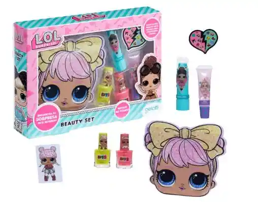 Gelatti Set Belleza Incluye 2 Esmaltes Uñas-1 Brillo Y 1 Bálsamo Labial + Cosmetiquero L.o.l