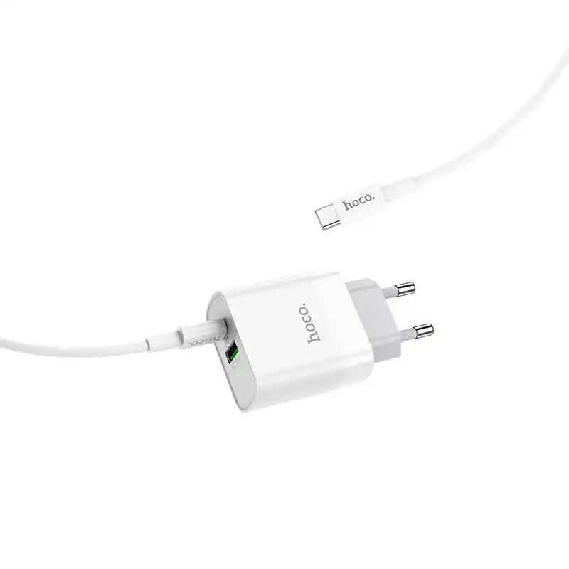 Cargador Hoco C80a Doble Puerto Usb Y Usb-c Con Cable Tipo C A Tipo C