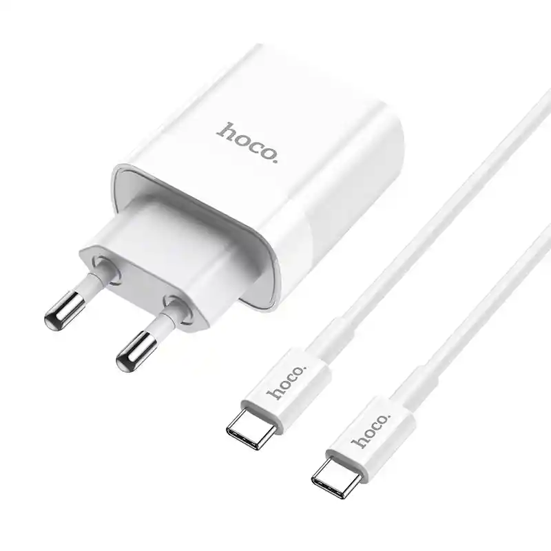 Cargador Hoco C80a Doble Puerto Usb Y Usb-c Con Cable Tipo C A Tipo C