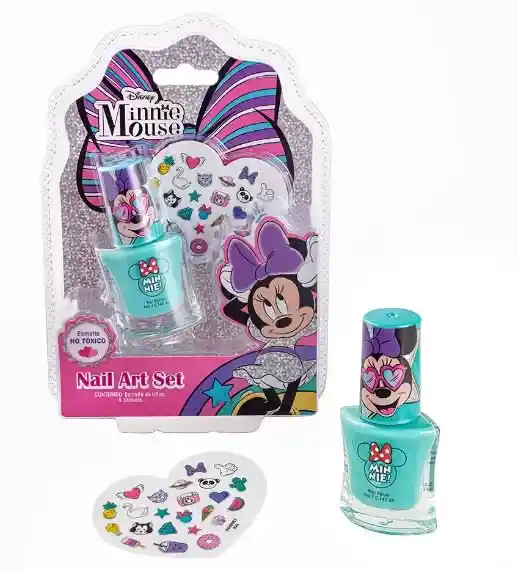 Nail Art Set 1 Esmalte+stickers Disney Minnie Mouse