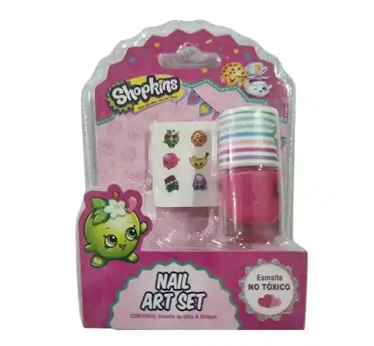 Nail Art Set 1 Esmalte+stickers Shopkins