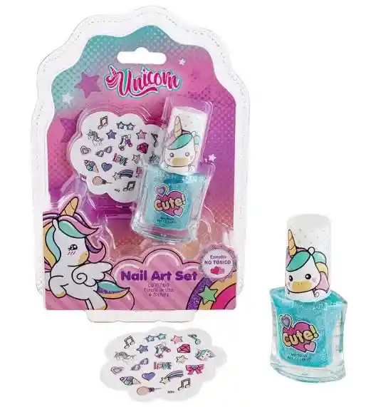 Nail Art Set 1 Esmalte+stickers Unicorn