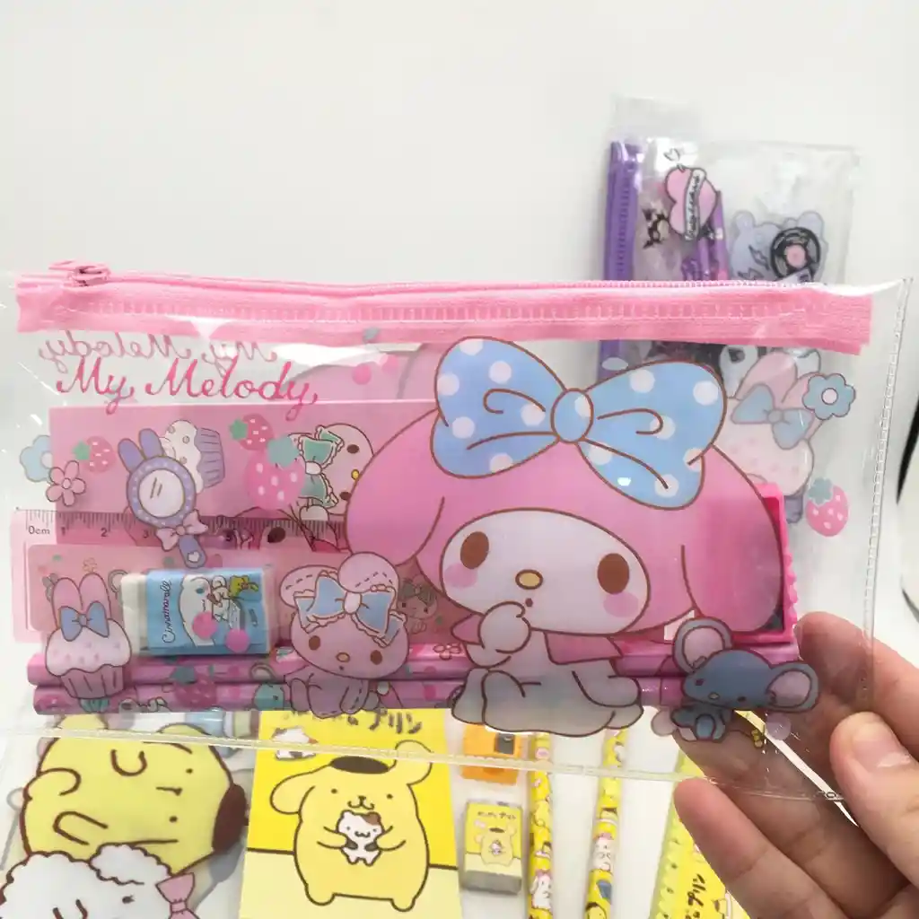 Estuche Plastico Personajes Kawaii Sanrio Con Accesorios