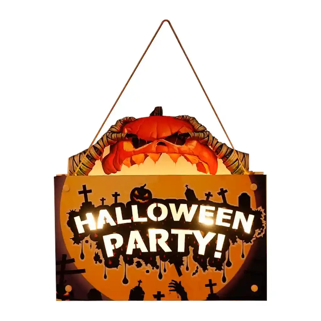 Letrero De Madera Led Halloween 25 X 23 X 2,5 Cm Big Party