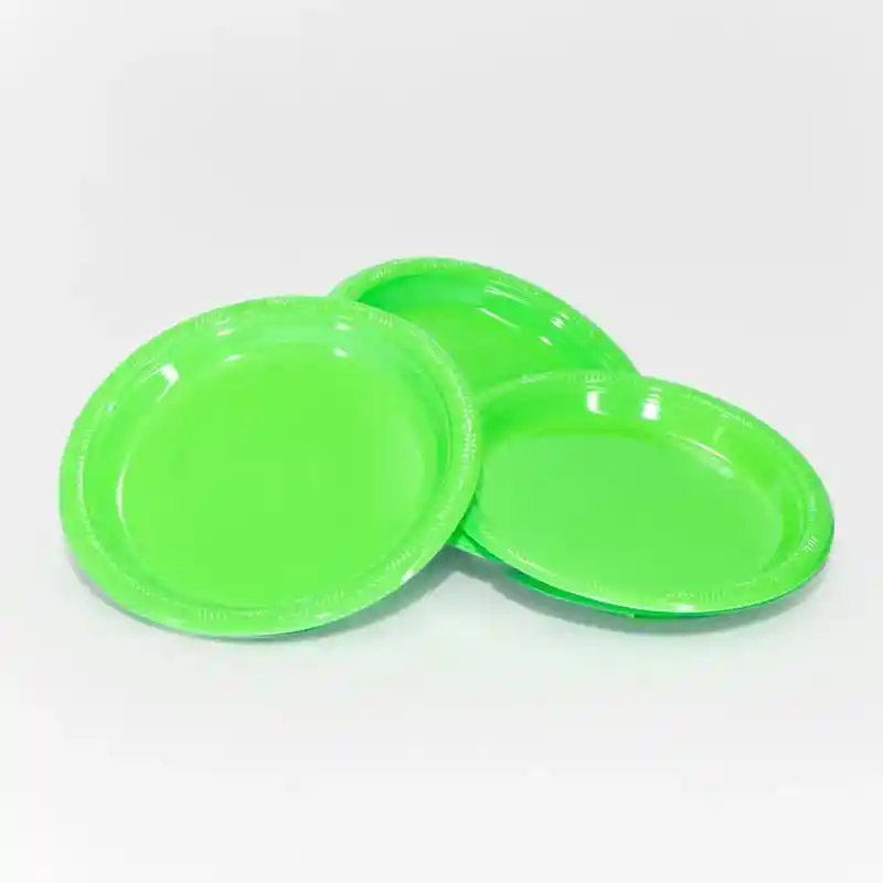 Set Plato Redondo Verde Lima 17 Cm 10 Unidades Big Party