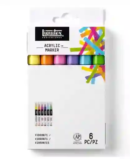 Set 6 Marcadores Acrílicos 2mm. Básicos Liquitex