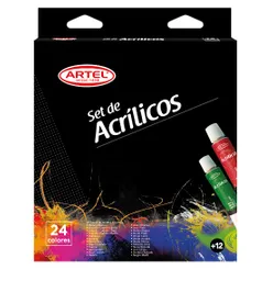 Set Acrílicos 24 Colores 12 Ml Artel