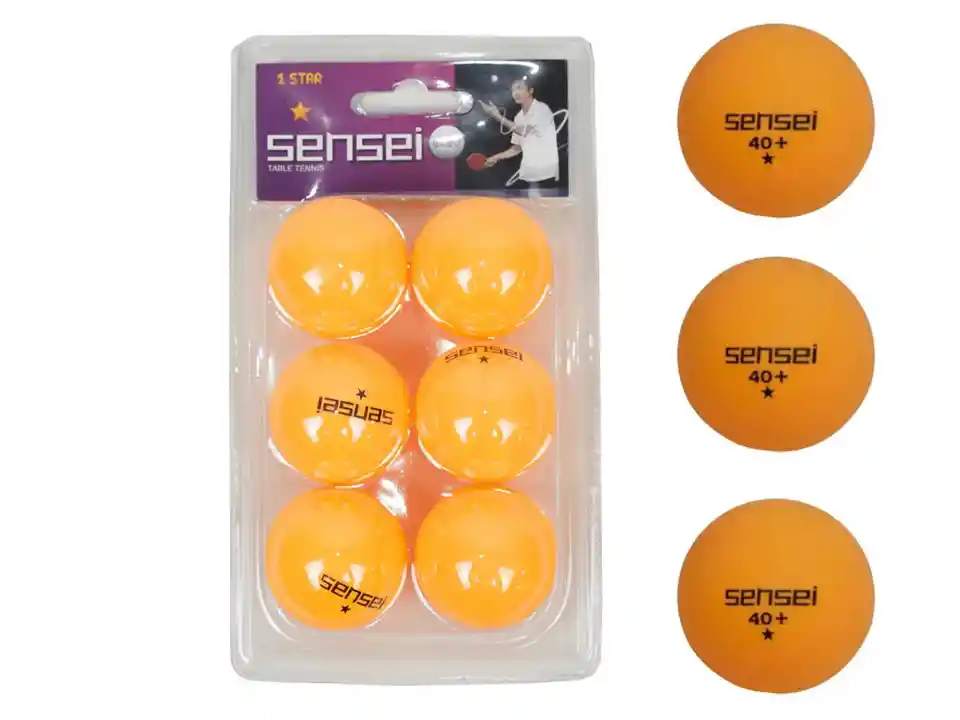 Set 6 Pelotas Ping Pong 1 Estrellas Sensei® - Tenis De Mesa