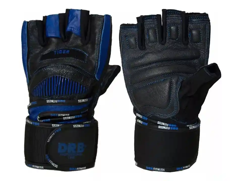 Guantes Fitness Gym Profesional Cuero Drb Tiger Azul Xl