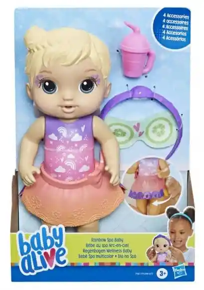 Baby Alive Muñeca Rainbow Spa Baby Pelo Rubio