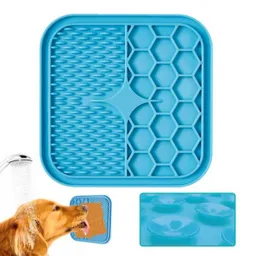 Almohadilla Para Lamer (licking Mat) Con Ventosas 21x21cm Celeste