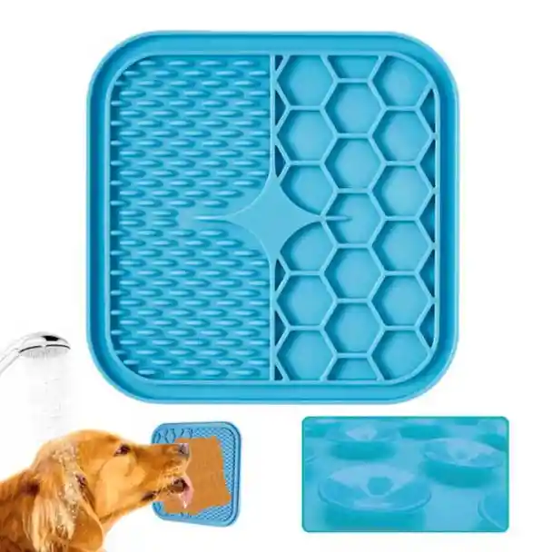 Almohadilla Para Lamer (licking Mat) Con Ventosas 21x21cm Celeste