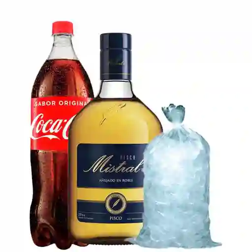 Mistral 750 Ml + Coca Cola Zero 1,5 Lt + 1 Kg Hielo