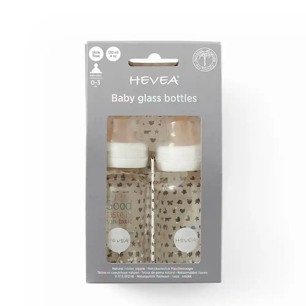 Pack 2 Mamaderas De Vidrio Hevea 120ml