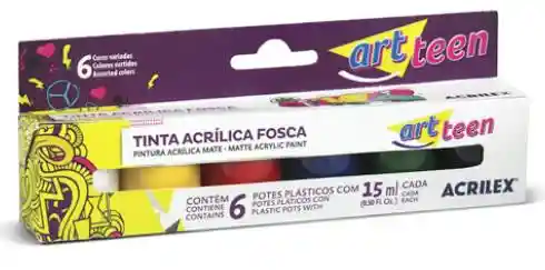 Acrilex Pintura Acrílica Mate 6ú.colores Surtidos 15ml C/u.