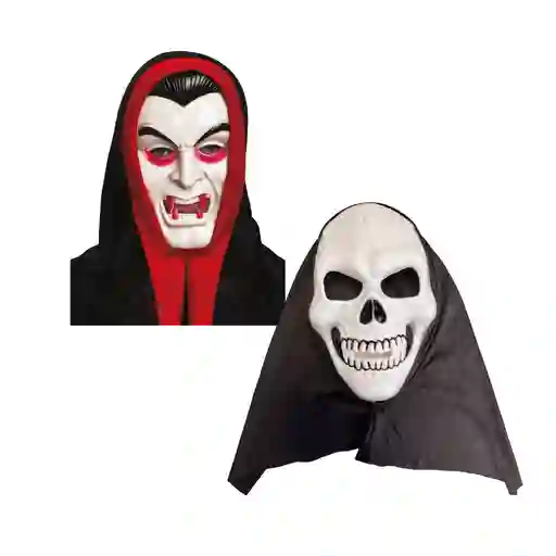 2 Mascaras Dracula Y Calavera Halloween Libre De Bpa