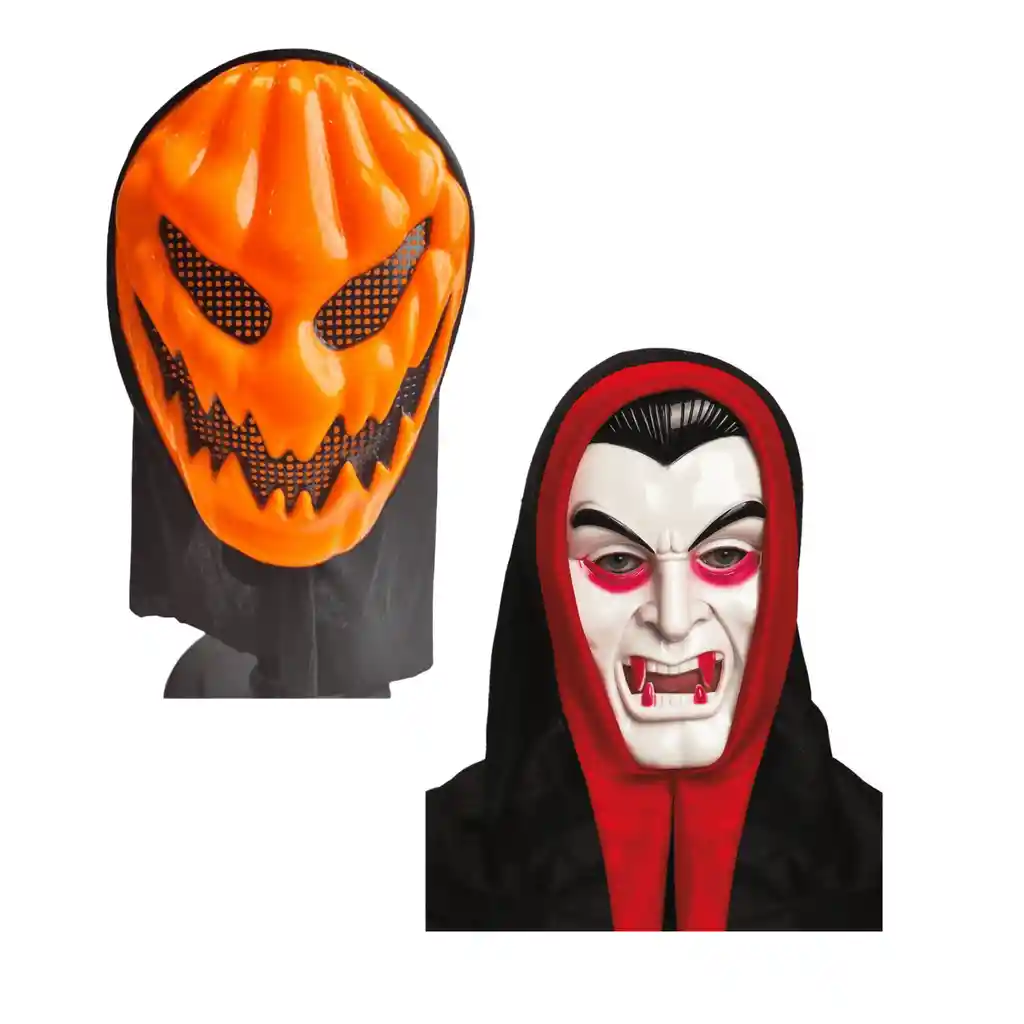 2 Mascaras Dracula Y Calabaza Halloween Libre De Bpa