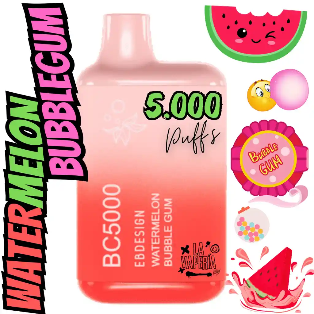 Vaper Watermelon Bubblegum 5.000 Puffs / Vaporizador Desechable Vapo