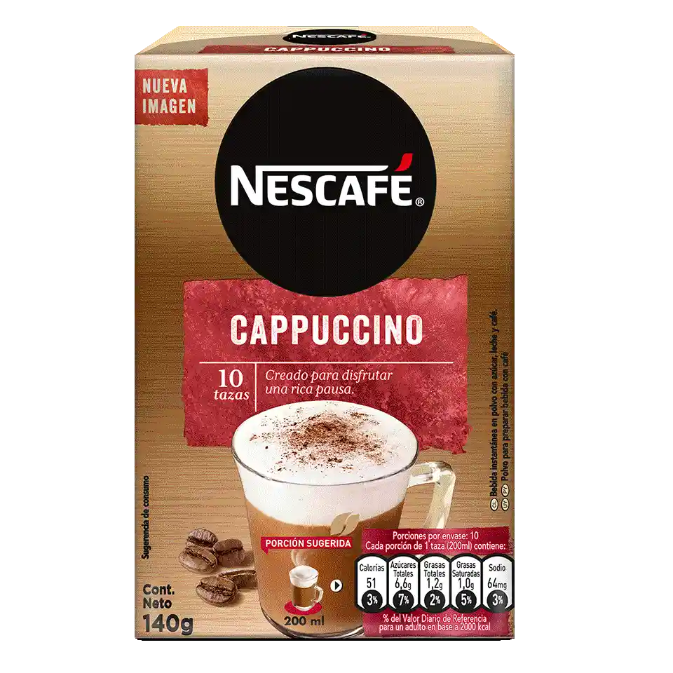 Café Capuccino Nescafé 14 G C/u, 10 Sobres