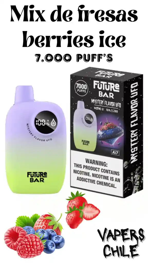 Vaporizador Desechable Mix De Fresas Y Berries Ice 7.000 Puffs / Vaper Vapo