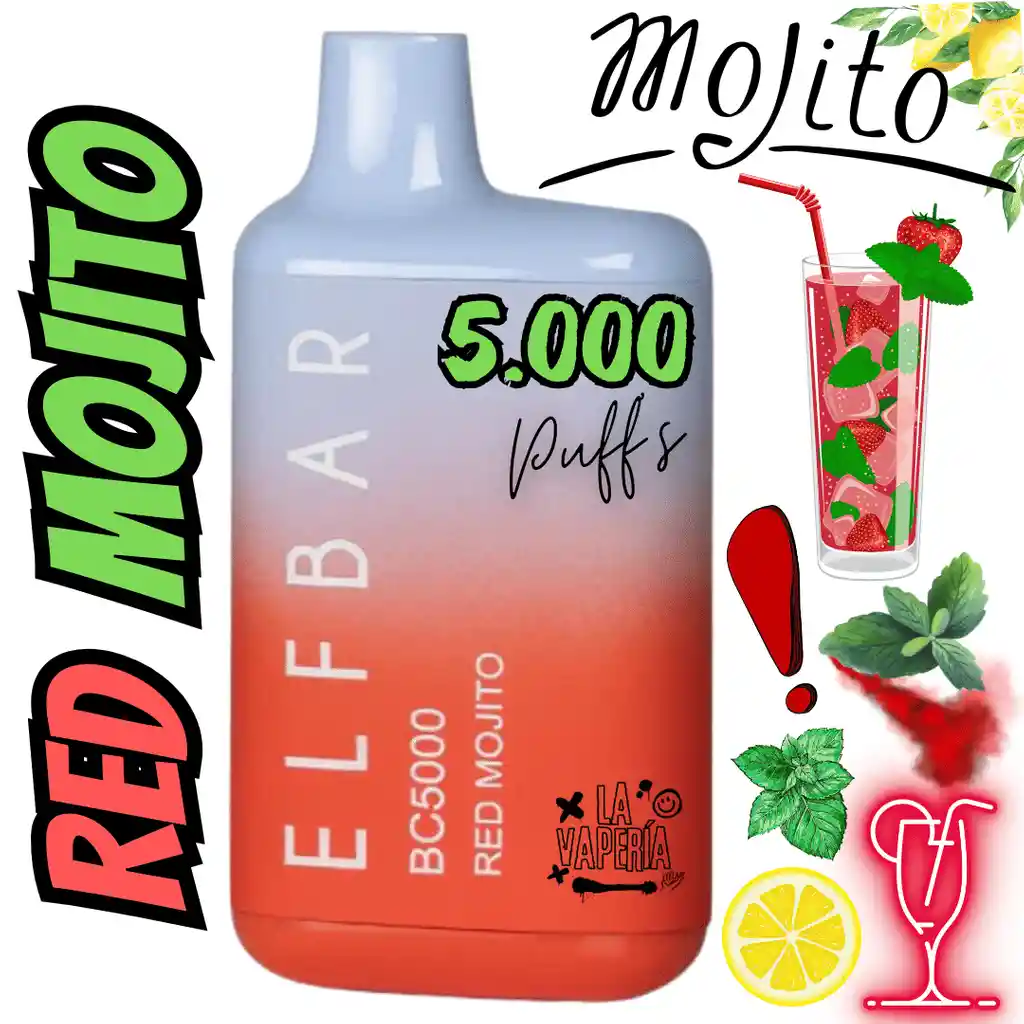 Vaper Red Mojito Berries 5.000 Puffs / Vaporizador Desechable Vapo