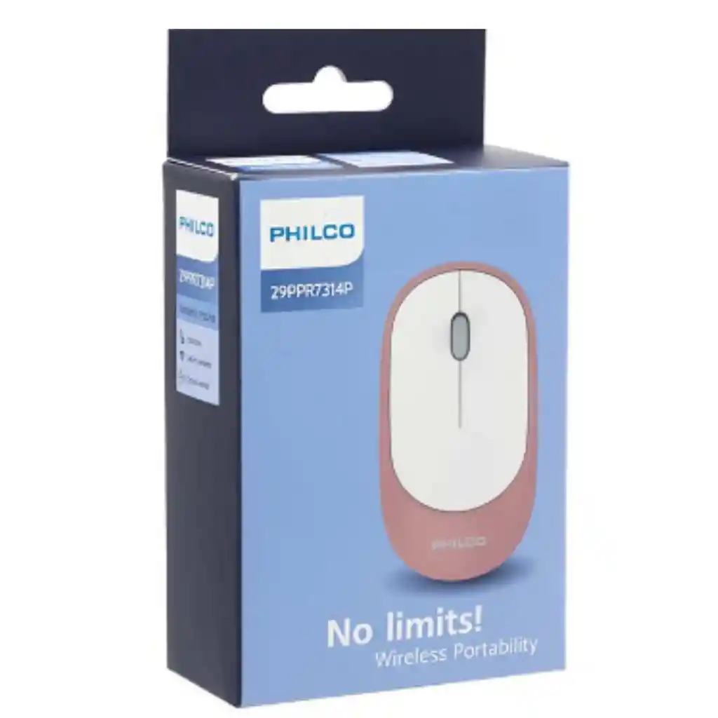 Mouse Philco Inalámbrico Rosado Y Blanco Compacto Y Comodo