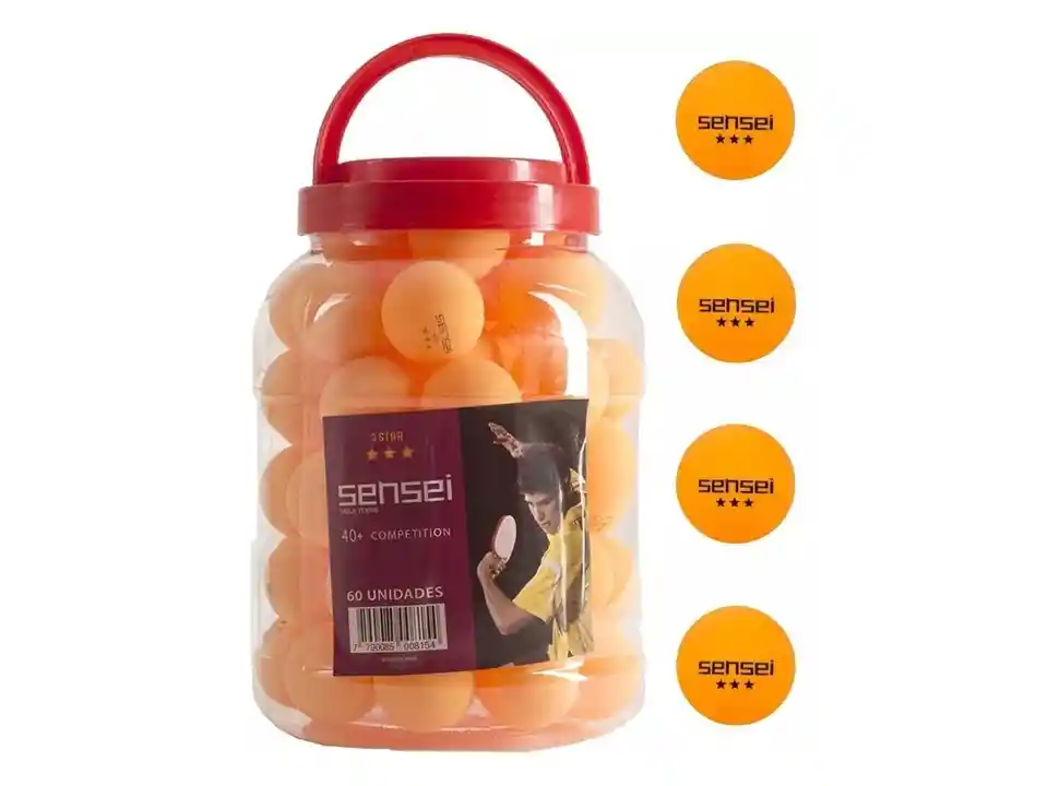 Pelotas De Ping Pong Sensei® 3 Estrellas – Frasco 60 Unid.