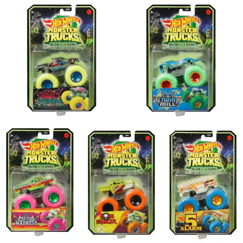 Hot Wheels Monster Trucks Glow Surtidos 1 Un.