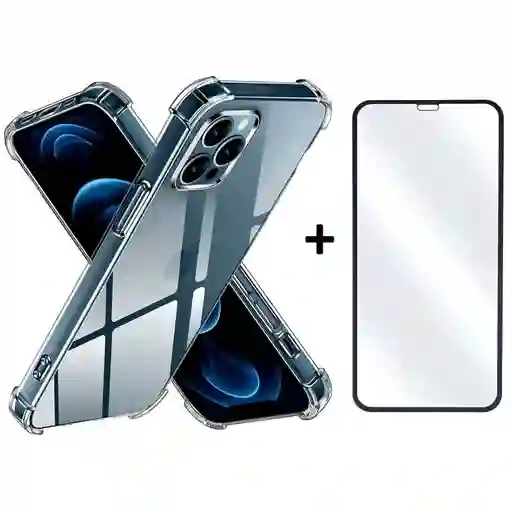 Carcasa Transparente Iphone 15 Pro Max + Lamina De Vidrio Completa