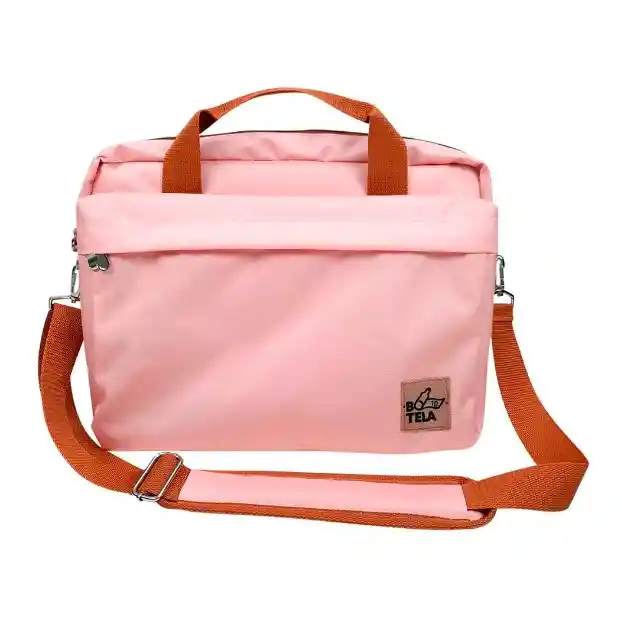 Bolso Notebook 13 Y 14 Pulgadas Sustentable Rosado Broches Metálicos