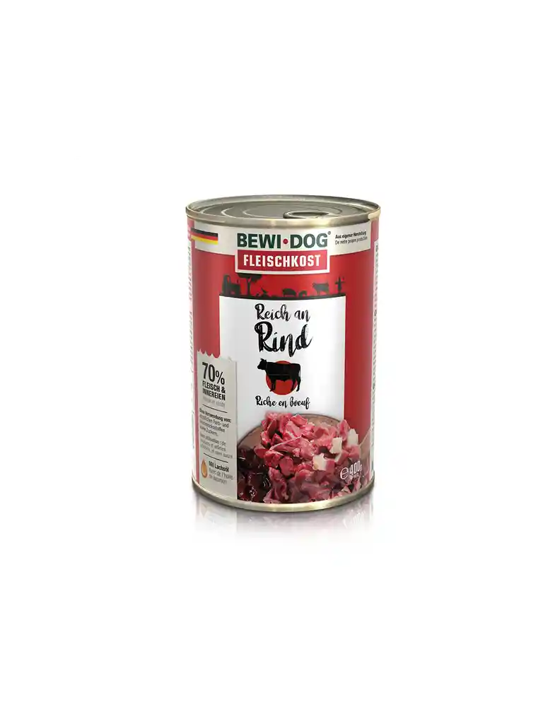 Bewidog Perros Adultos Alimento Húmedo Rico En Carne De Res Lata 400 Gr