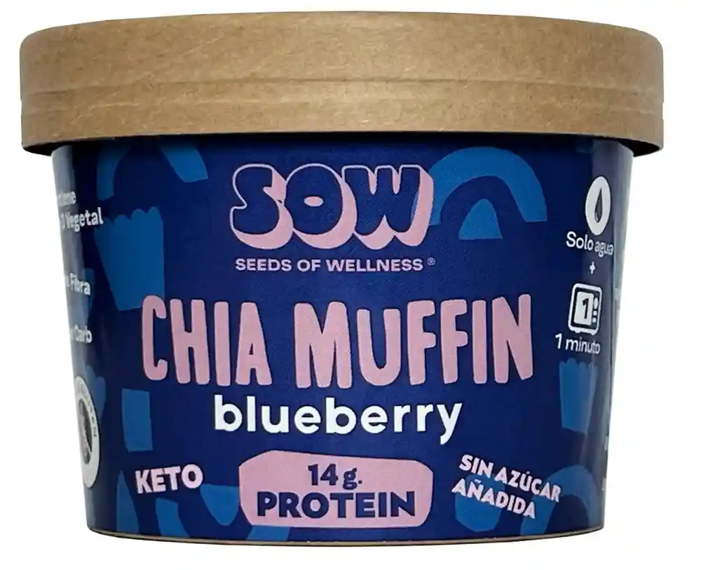 Sow - Chia Muffin Blueberry (sin Gluten) 14g Proteina